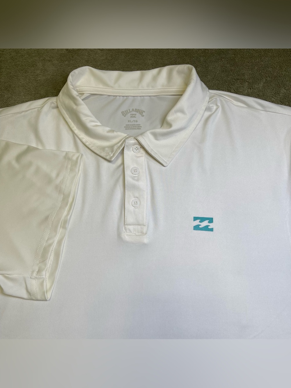 Billabong Men XL Off White UPF 50+ Performance Short Sleeve Polo Shirt